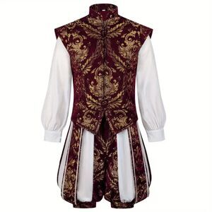 Royal Renaissance Prince King Costume Doublet Vest & Pumpkin Pants Set US XL